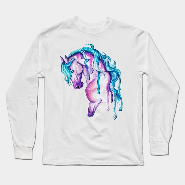 Watercolor Horse Long Sleeve T-Shirt by Lady Lilac